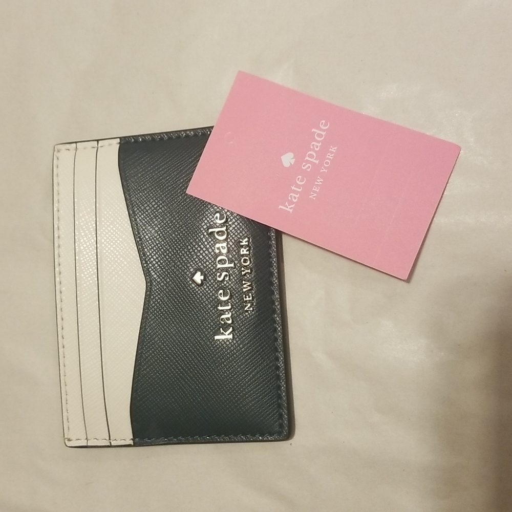 Authentic KATE SPADE Leather colorblock saff  card case